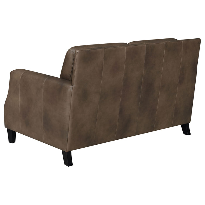 Gunderson - Loveseat With Recessed Arms - Brown