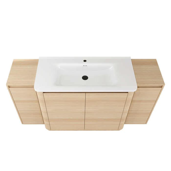 Freestanding Bathroom Vanity With Sink, 2 Small Storage Cabinets, Soft Close Doors