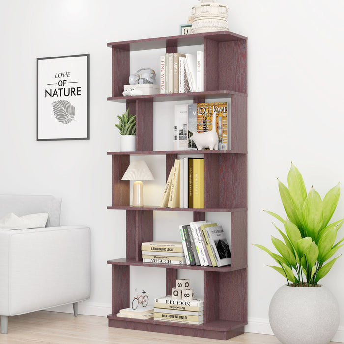 Modern 5 Tier Open Storage Bookcase