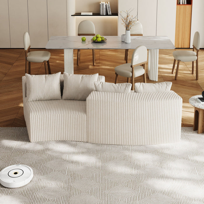 Curved Sectional Sofa With 4 Pillows, Modular Semi Circular Design