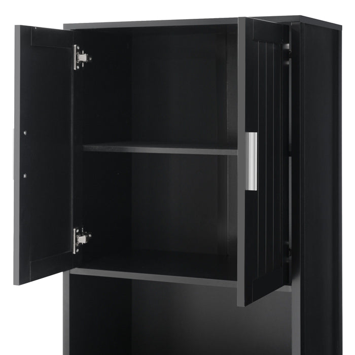 Freestanding Tall Bathroom Cabinet With Soft Close Doors And Adjustable Shelves