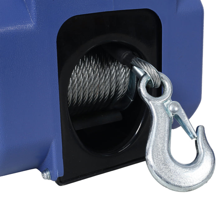 Reversible Electric 12V Trailer Winch For Boats Up To 5000 Lbs, Galvanized Wire Rope Casing - Blue