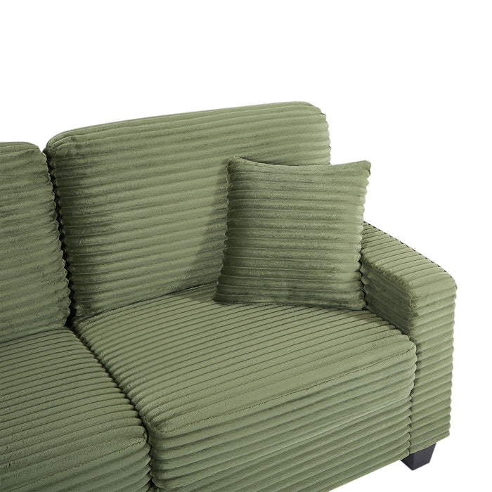 Upholstered U-Shaped Sectional Sofa With Movable Ottoman And Side Storage Pockets