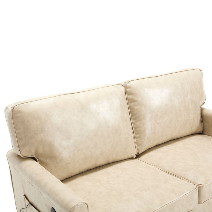 Mid Century Modern Loveseat Sofa With USB Ports, Removable Pillow Cover