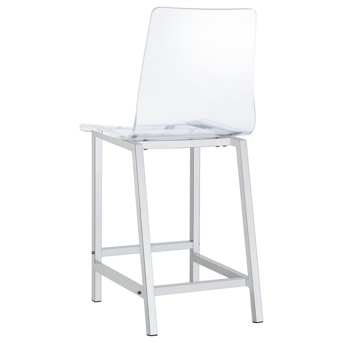 Counter Height Stools With Curved Back Design (Set of 2) - Clear