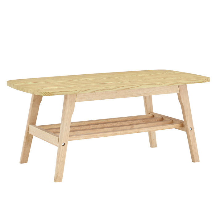 Coffee Table With Double Layer Storage For Living Rooms - Wood