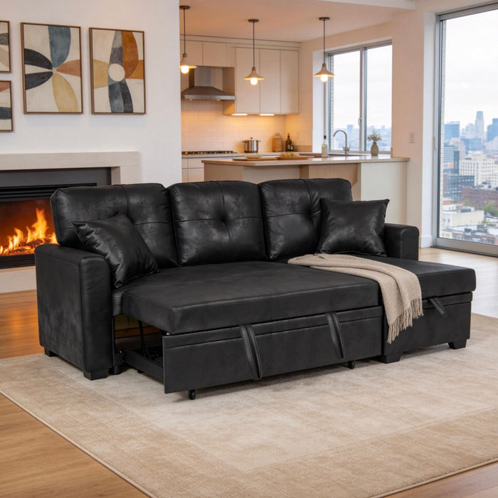 Sectional Sofa With Pull Out Bed, Reversible Chaise