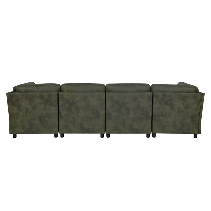 Modular Sectional Sofa With Custom Configuration And Removable Cushions - Olive