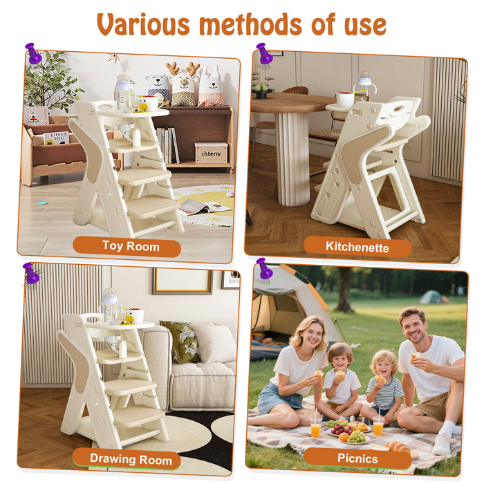 Multifunctional Growing Up Dining Chair With Adjustable Height And 5 Point Seat Belts