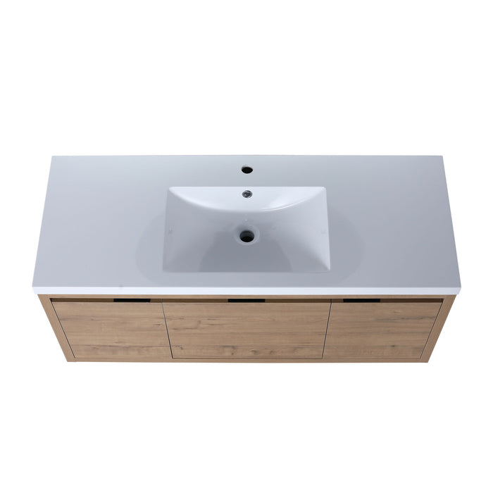 Floating Bathroom Vanity With Resin Sink And Soft Close Doors