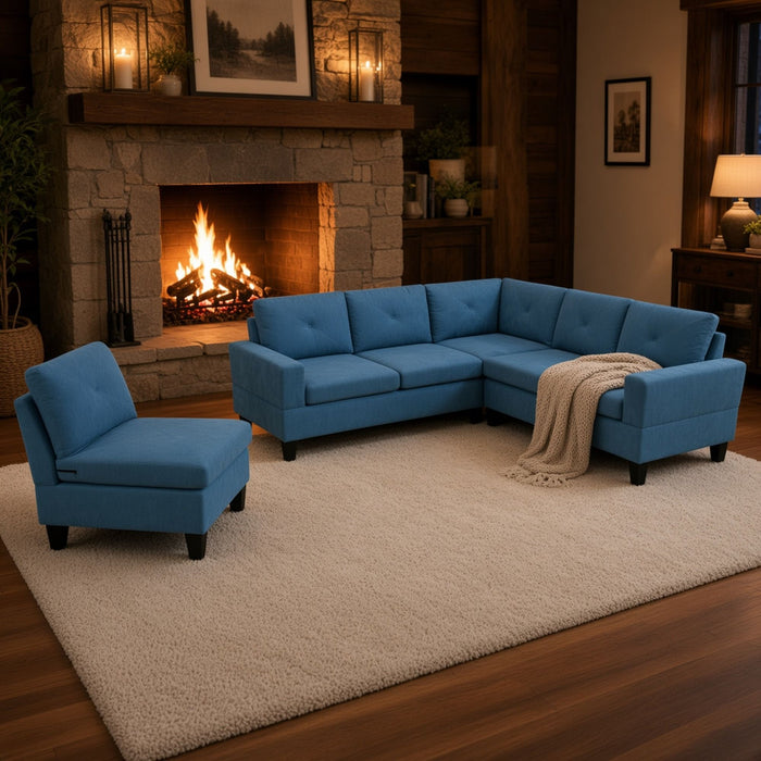 Modular L - Shaped Sectional Sofa 6 Seater 4 Piece Couch With Chaise