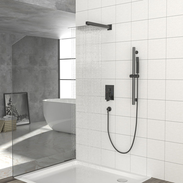 Modern Shower System With Adjustable Slide Bar, Stainless Steel And Brass Construction