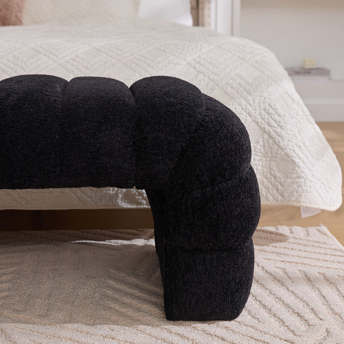 Modern Upholstered Armless Bed Bench With Channel Tufted Design