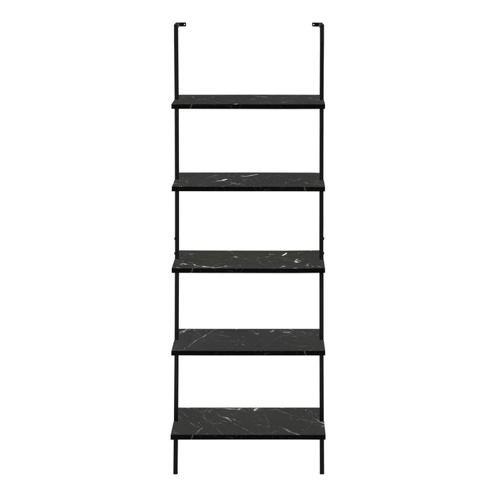 Bookshelf, Bookcase, Etagere, Ladder, 5 Tier, For Office, Marble Look Contemporary & Modern