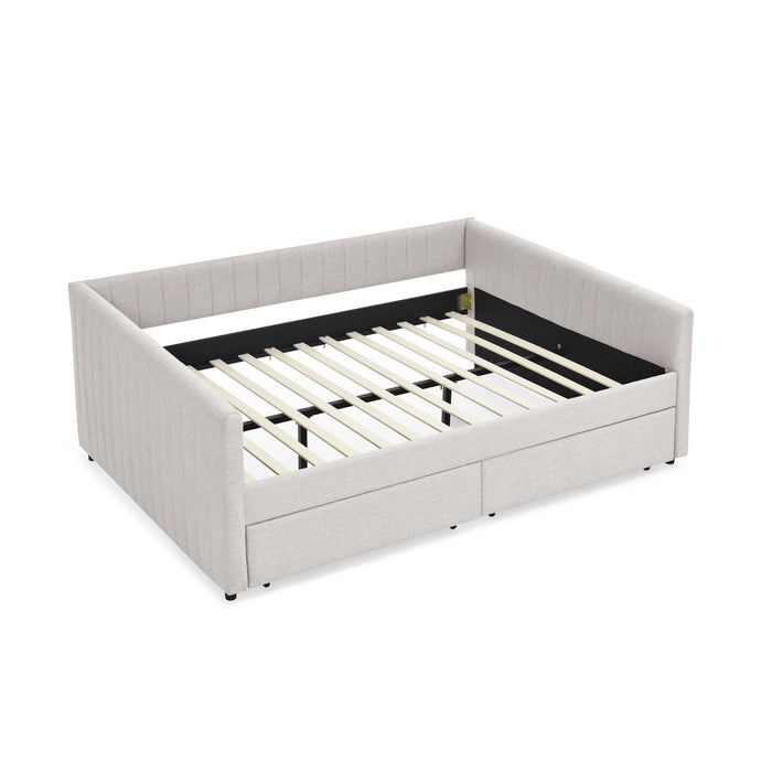 Upholstered Queen Daybed With 2 Drawers