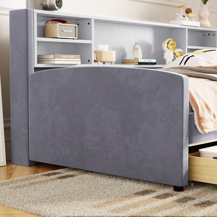 Luxurious Upholstered Platform Bed With Storage Drawers