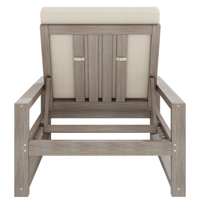 Outdoor Lounge Chairs, 5 Position Chaise Lounge With Adjustable Backrest (Set of 2) - Gray
