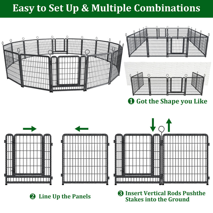Heavy Duty Dog Playpen Outdoor 16 Piece Panels - Snow Leopard