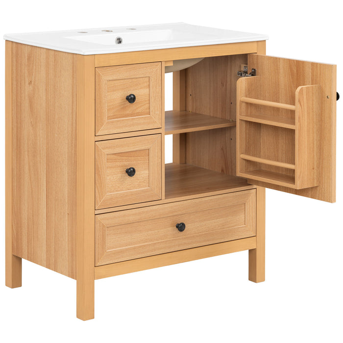 Modern Bathroom Vanity With Sink, Soft Close Drawers & Door, Storage Rack
