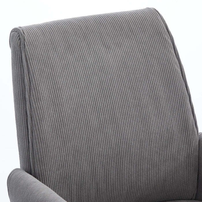 Ergonomic Mid-Back Office Chair With Striped Fabric - Gray
