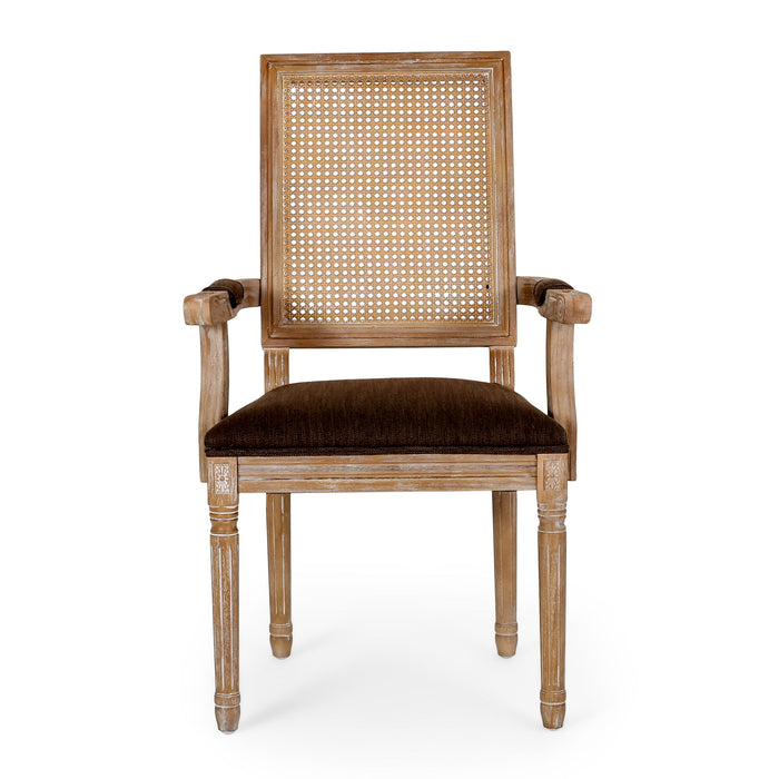 Elegant French Country Style Dining Chair With Cane Backrest