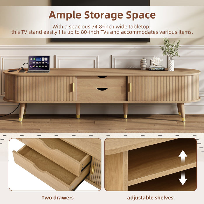 TV Stand & Coffee Table Set With Charging Station