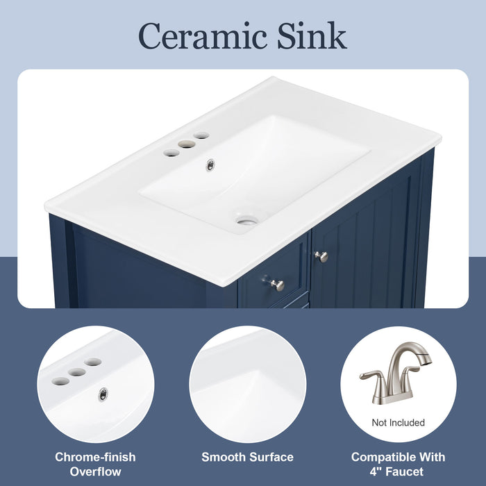 Modern Bathroom Vanity With Sink, 1 Cabinet & 3 Drawers