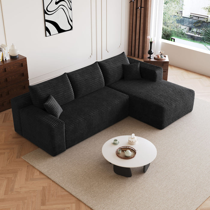 Cloud Sectional Sofa, Comfort U-Shaped Sofa For Living Room - Black