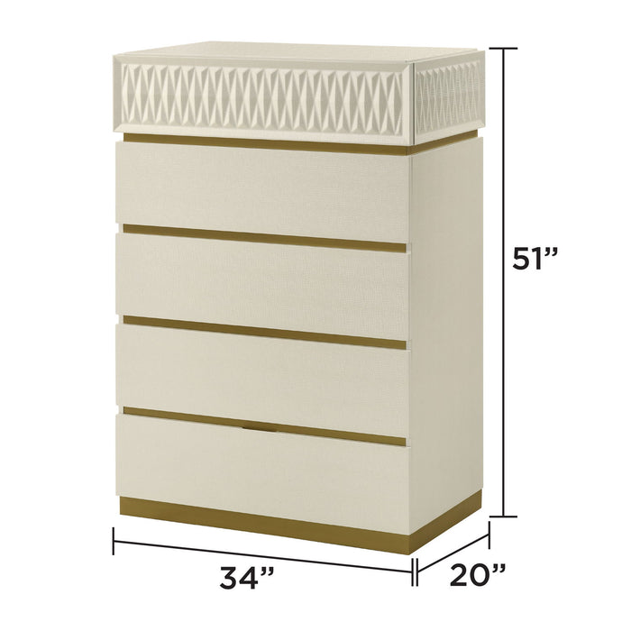 Stanley - 5 Drawer Chest With Crocodile Texture - Gray