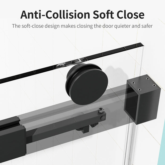 Frameless Sliding Shower Door With Soft- Close, 3 / 8" Tempered Glass