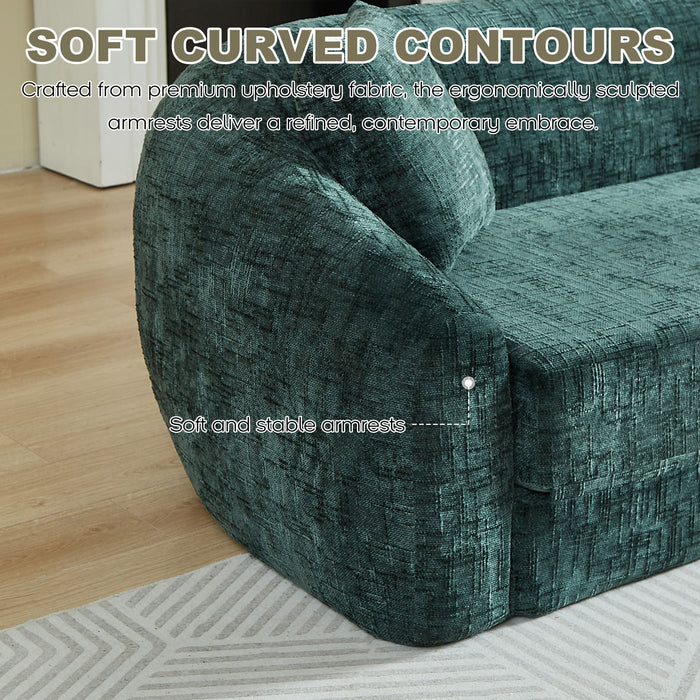 Curved Convertible Sofa, 2 In 1 Fold Out Bed With Pull Out Base And Deep Seat