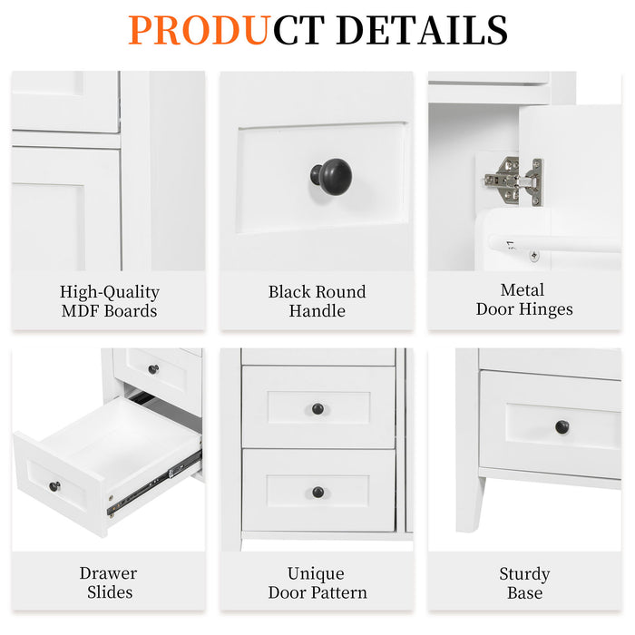 Bathroom Vanity With Sink, 3 Drawers & Cabinet With Adjustable Shelves
