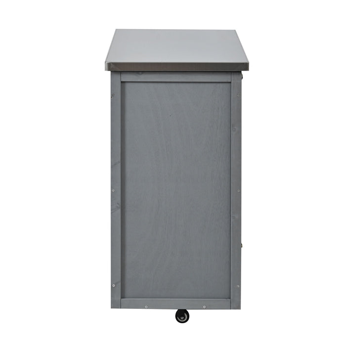 Outdoor Kitchen Island Prep Station With Lockable Wheels, Ample Storage, Towel & Spice Racks