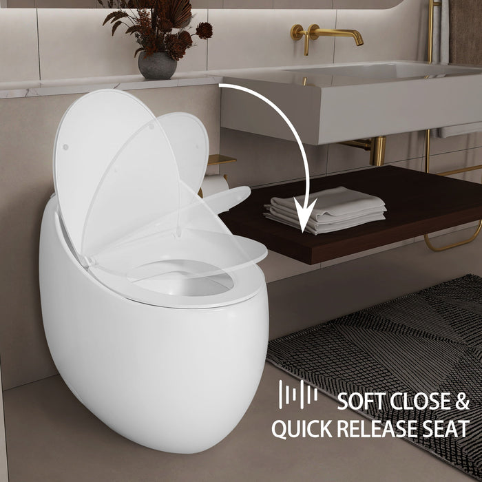 Modern Egg Shape Toilet 1.28 Gpf Single Flush Ceramic