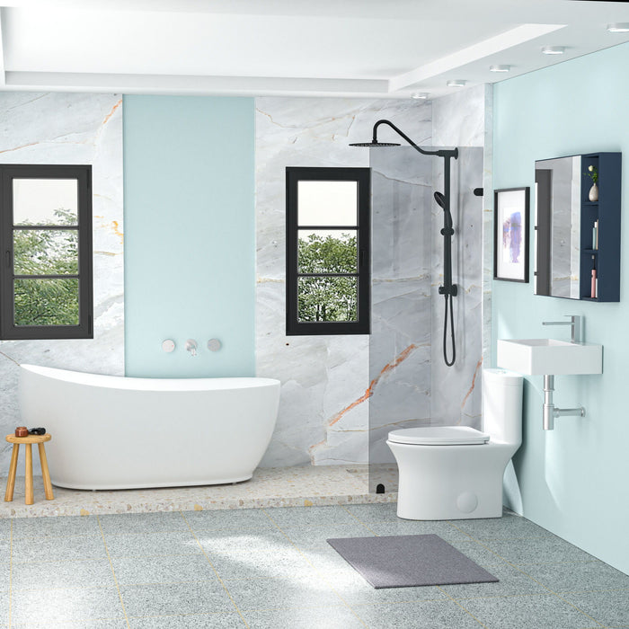 Modern Ceramic Rectangular Wall Mounted Bathroom Sink With Faucet Hole & Overflow