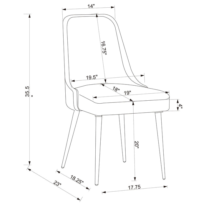Padded Side Chair Of 2) With Upholstered Seat And Polished - Gray