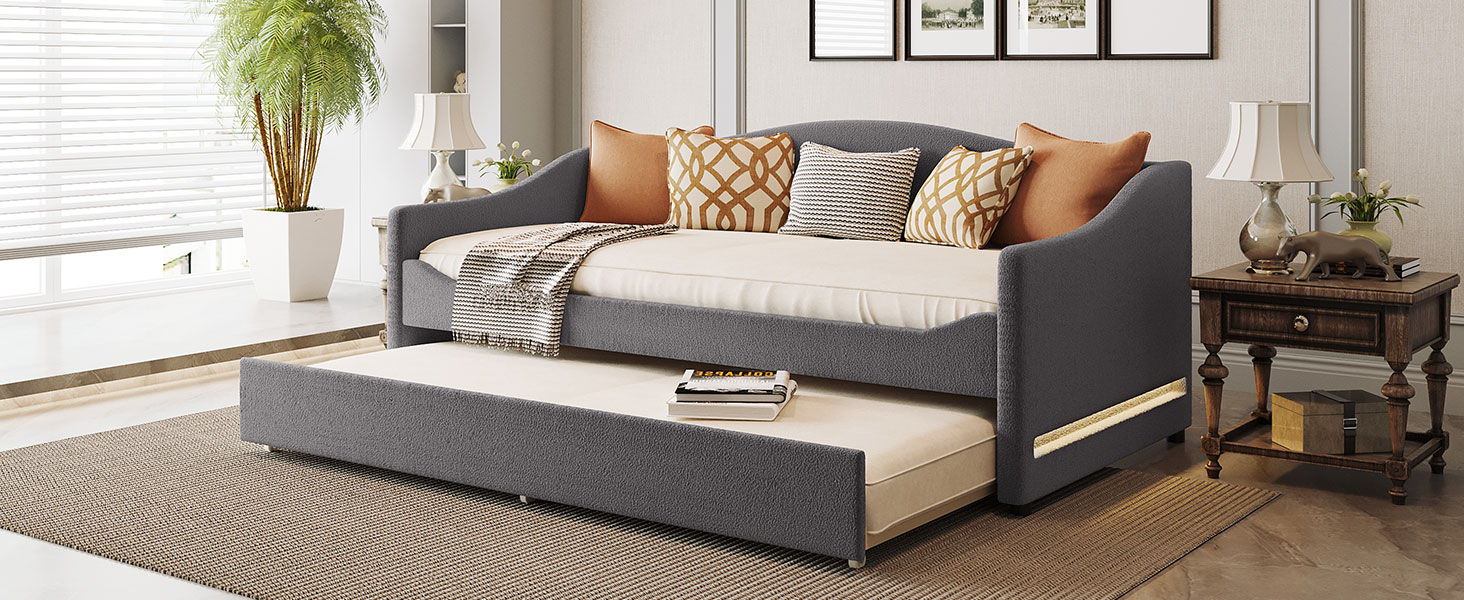 Design Upholstered Daybed With Light And Trundle