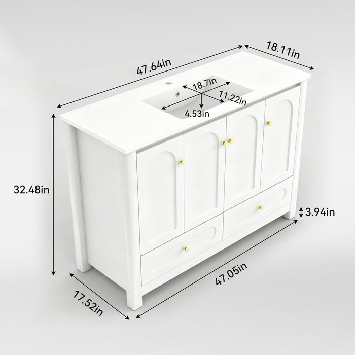 Bathroom Vanity With Sink Combo, 4 Soft Close Doors And 2 Drawers