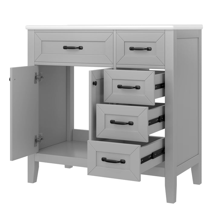 Modern Bathroom Vanity With Sink, Freestanding Design With Drawers And Doors
