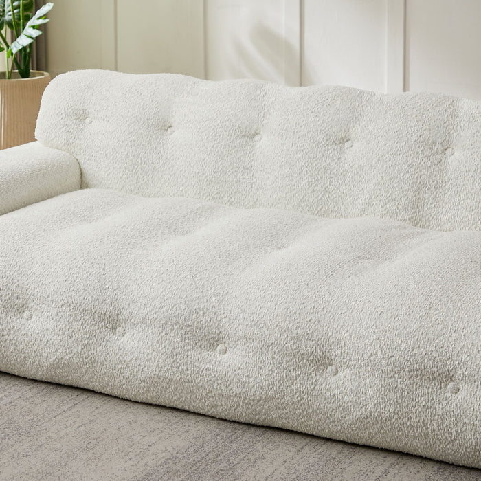Cloud Series Minimalist Button Tufted Square Arm 3 Seater Sofa