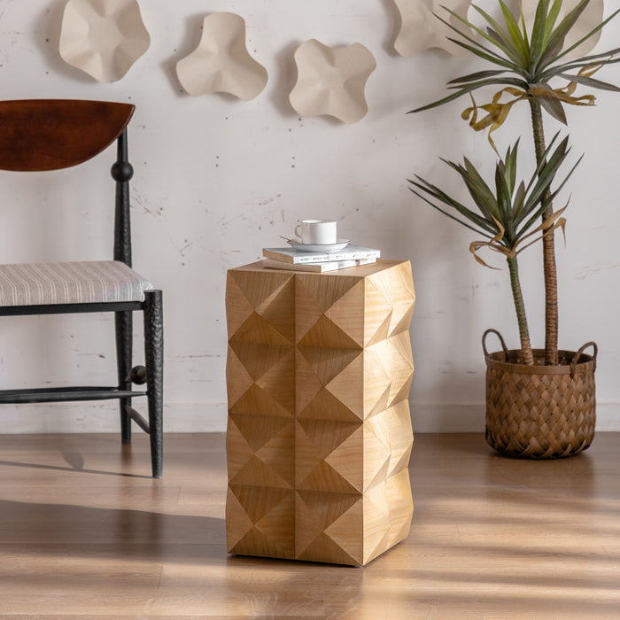 Side Table With 3D Embossed Pattern Design