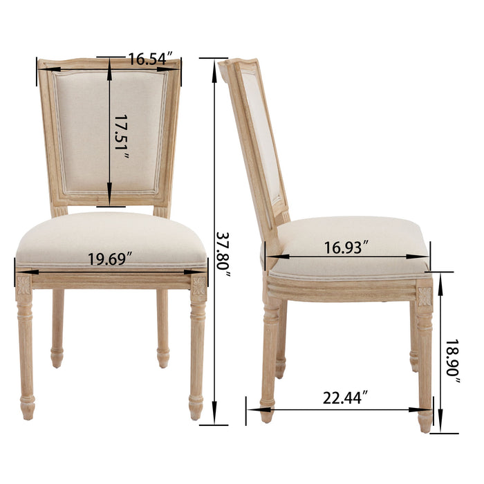 Dining Chairs Upholstered With T - Shaped Back (Set of 2) - Beige