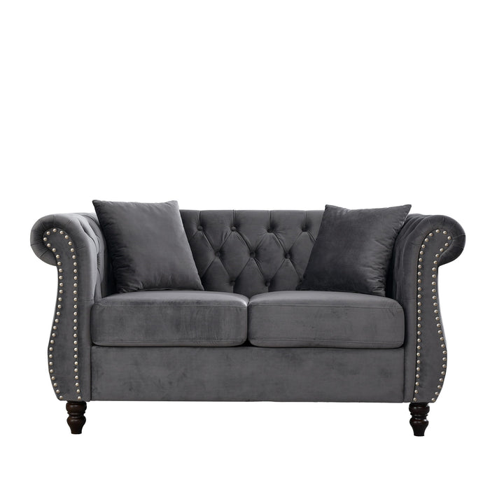 Chesterfield Sofa With Rolled Arms And Nailhead Trim