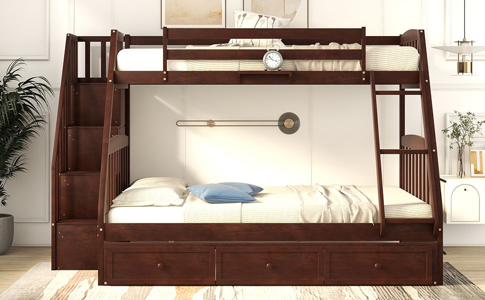 Bunk Bed With Drawers, Ladder And Storage Staircase