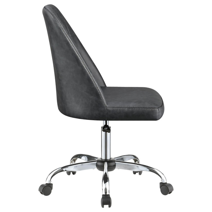 Adjustable Desk Chair With Diamond Tufted Backrest Base - Gray