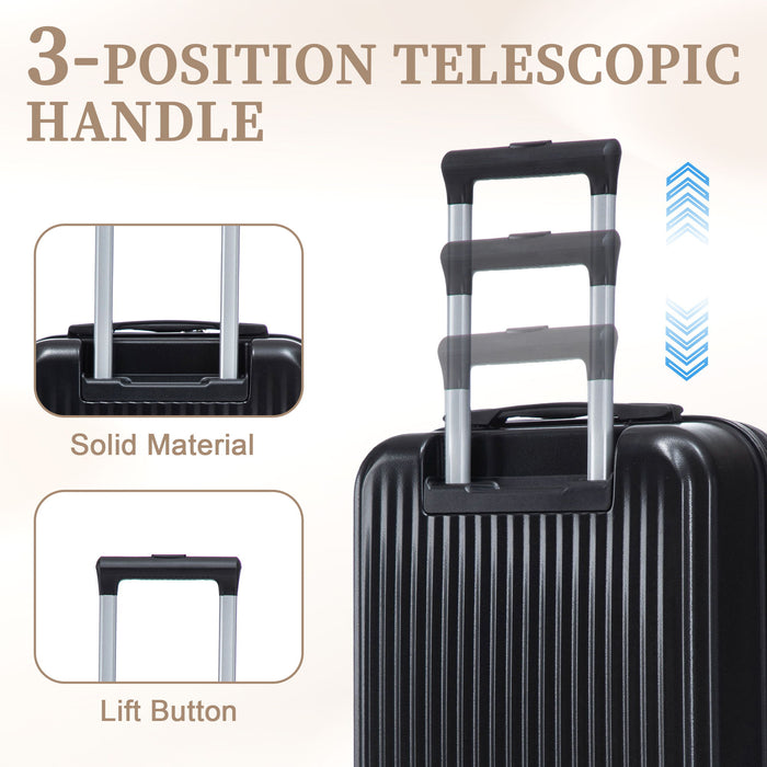 Luggage Set With Cosmetic Case, Combination Lock, Front Opening Design