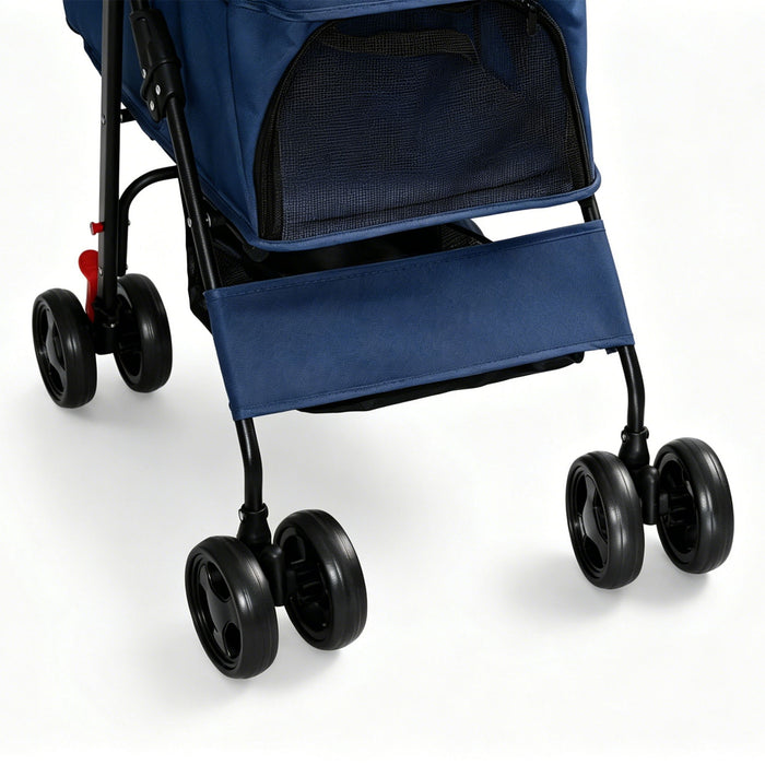 Foldable Pet Stroller For Small Dogs And Cats With Multi Functional Tray