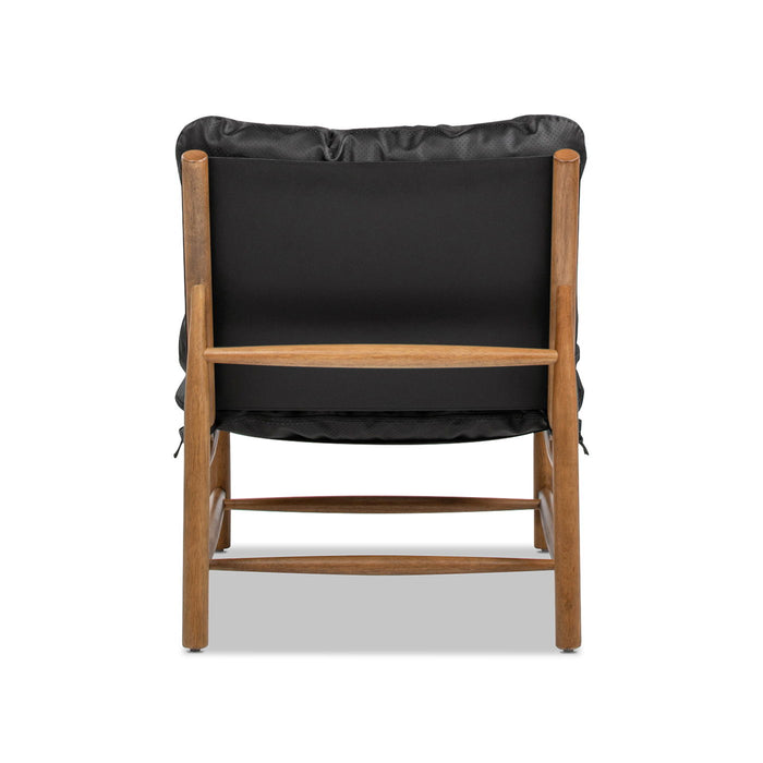 Oxford Leather Mid-Century Modern Accent Chair - Noir Black