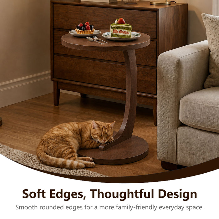 C - Shaped End Table With Sturdy Base