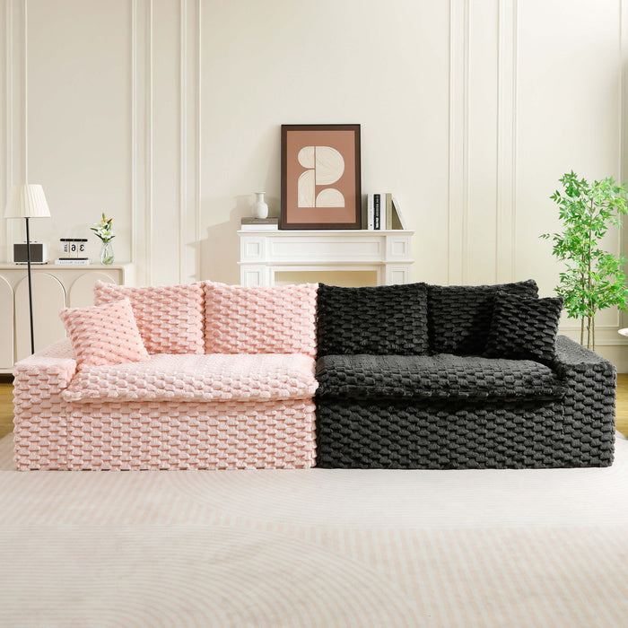 Multifunctional Sofa Pink Black, Fits 4 People